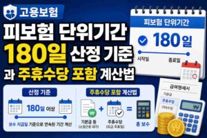 고용보험 피보험 단위기간 180일 산정 기준과 주휴수당 포함 계산법