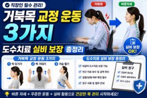 직장인 거북목 교정 운동 3가지 및 도수치료 실비 보장 총정리