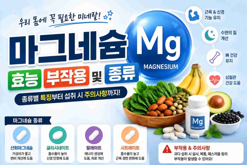 마그네슘 효능 부작용 및 종류