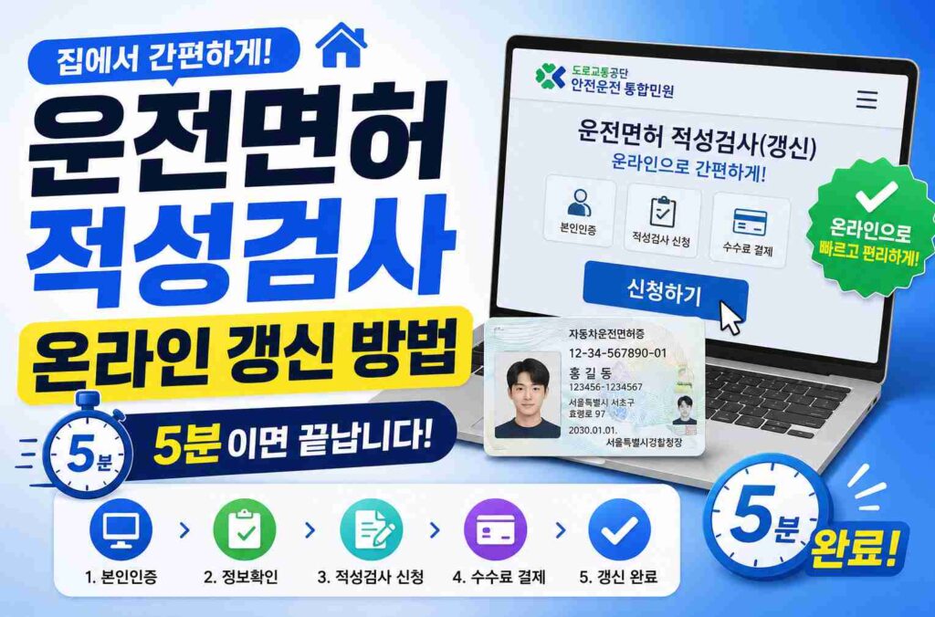 운전면허 적성검사 온라인 갱신 방법, 5분이면 끝납니다