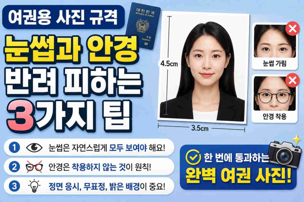 여권용 사진 규격, 눈썹과 안경 반려 피하는 3가지 팁