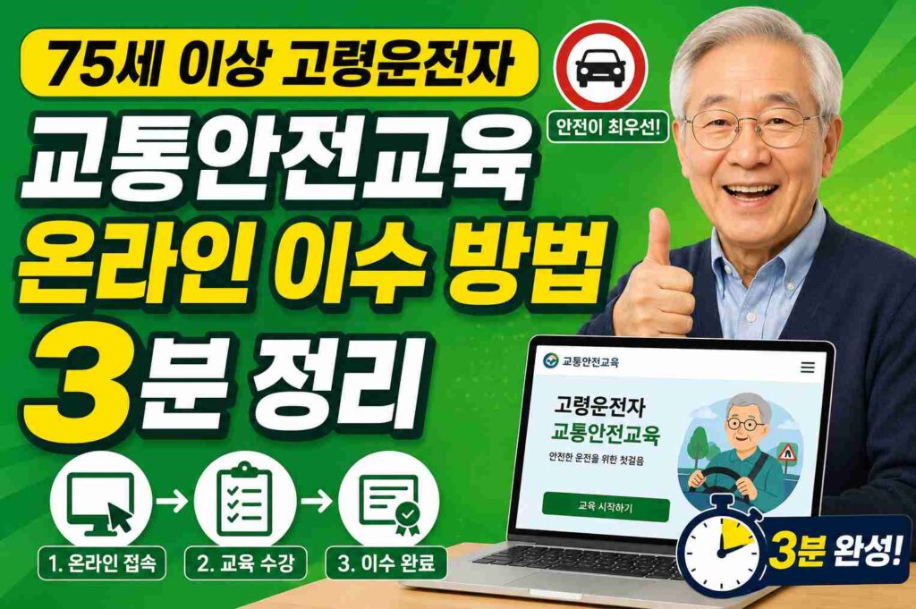 75세 이상 고령운전자 교통안전교육 온라인 이수 방법 3분 정리