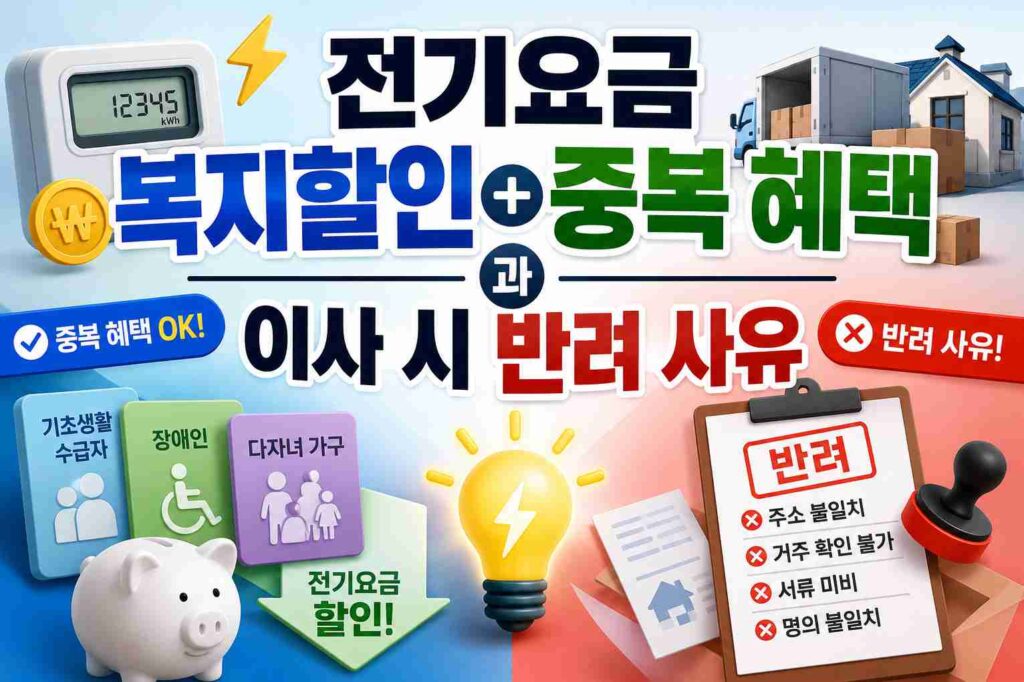 전기요금 복지할인 중복 혜택과 이사 시 반려 사유 5가지