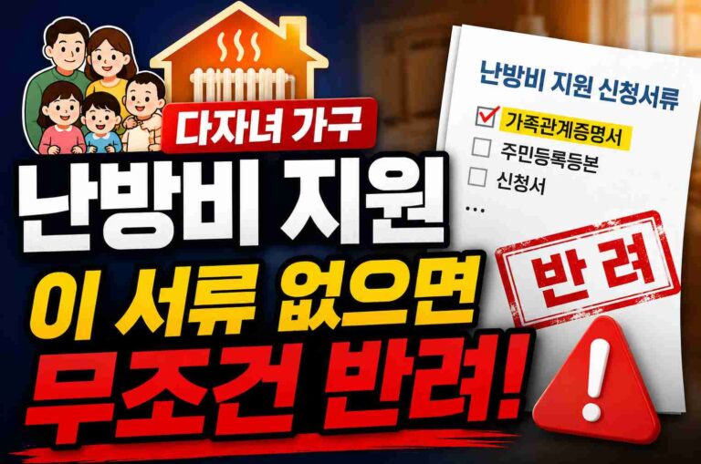 다자녀 가구 난방비 지원, 이 서류 없으면 무조건 반려