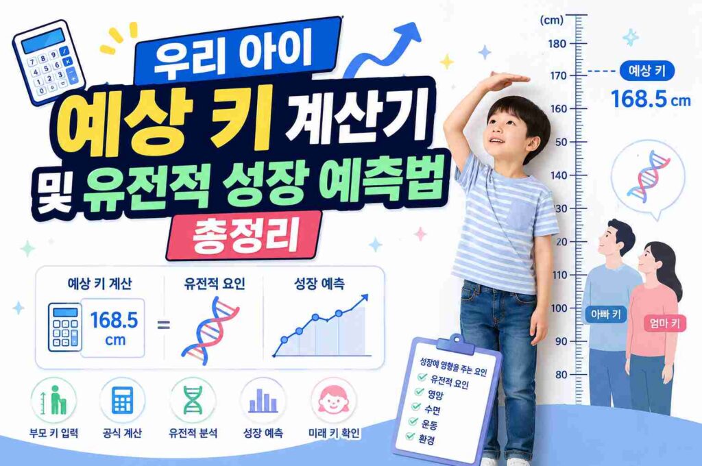 우리 아이 예상 키 계산기 및 유전적 성장 예측법 총정리.