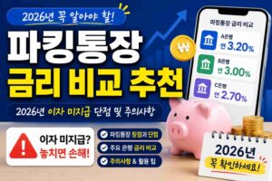 파킹통장 금리 비교 추천, 2026년 이자 미지급 단점 및 주의사항