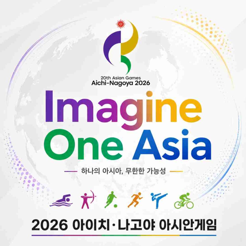2026 아이치 나고야 아시안게임 공식 슬로건 Imagine One Asia를 담은 이미지